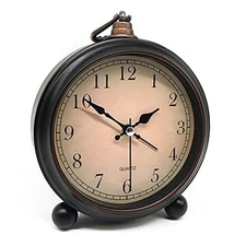 Vintage Retro Analog Alarm Clock, 4 inch Super Silent Non Ticking Small Arabic