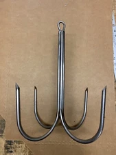 12 Inch dia 4 Prong Welded 3/8” Stainless Pier or Bridge Gaff With Eye For Rope