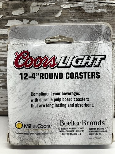 Vintage Coors Light Bierdeckel Rund 4 Zoll Neu aus altem Lagerbestand 12 Untersetzer - Bild 2 von 4
