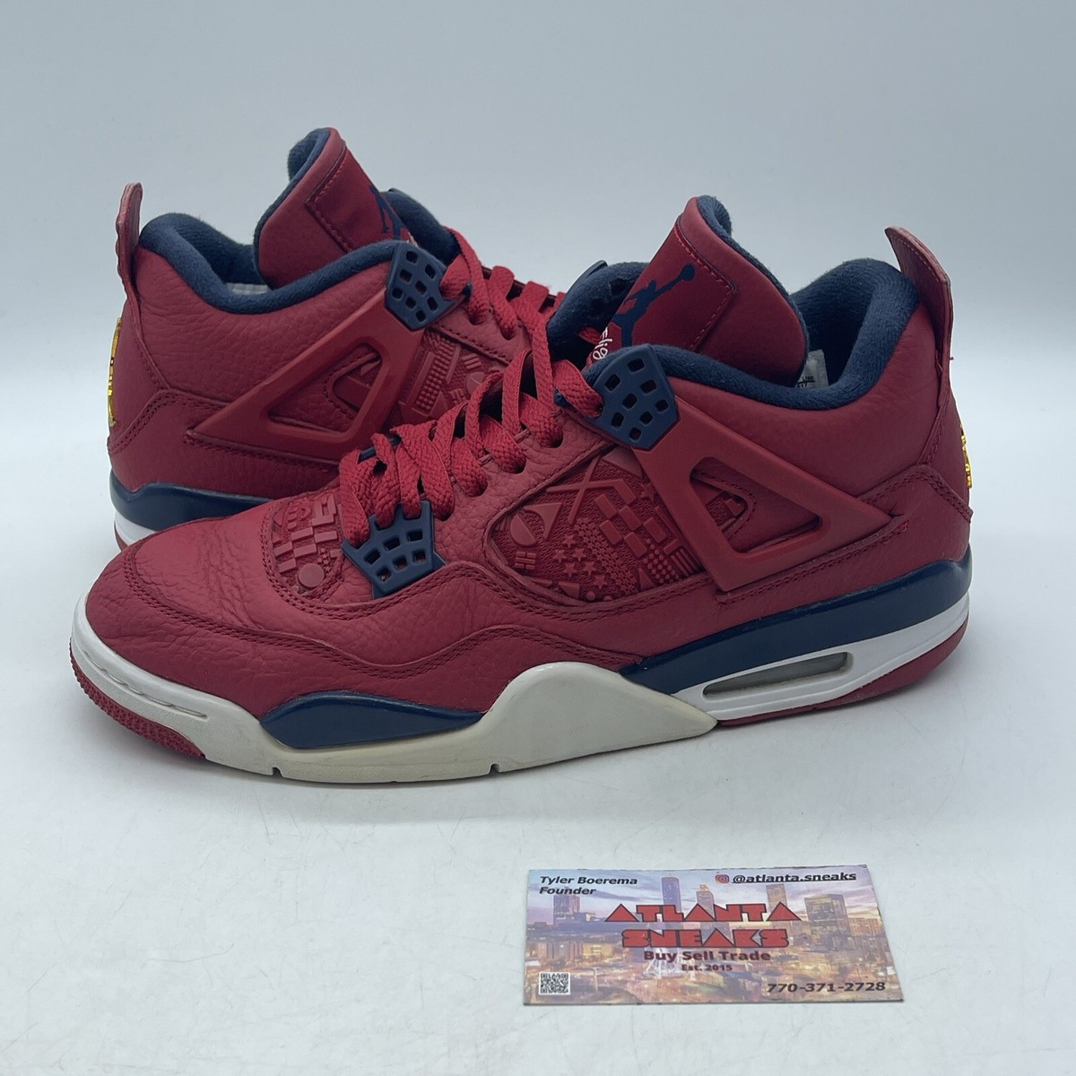 Size 8 - Air Jordan 4 Retro FIBA Red Blue White Gold Leather
