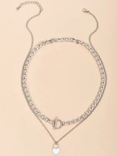 2pcs Heart Charm Necklace gift women girl