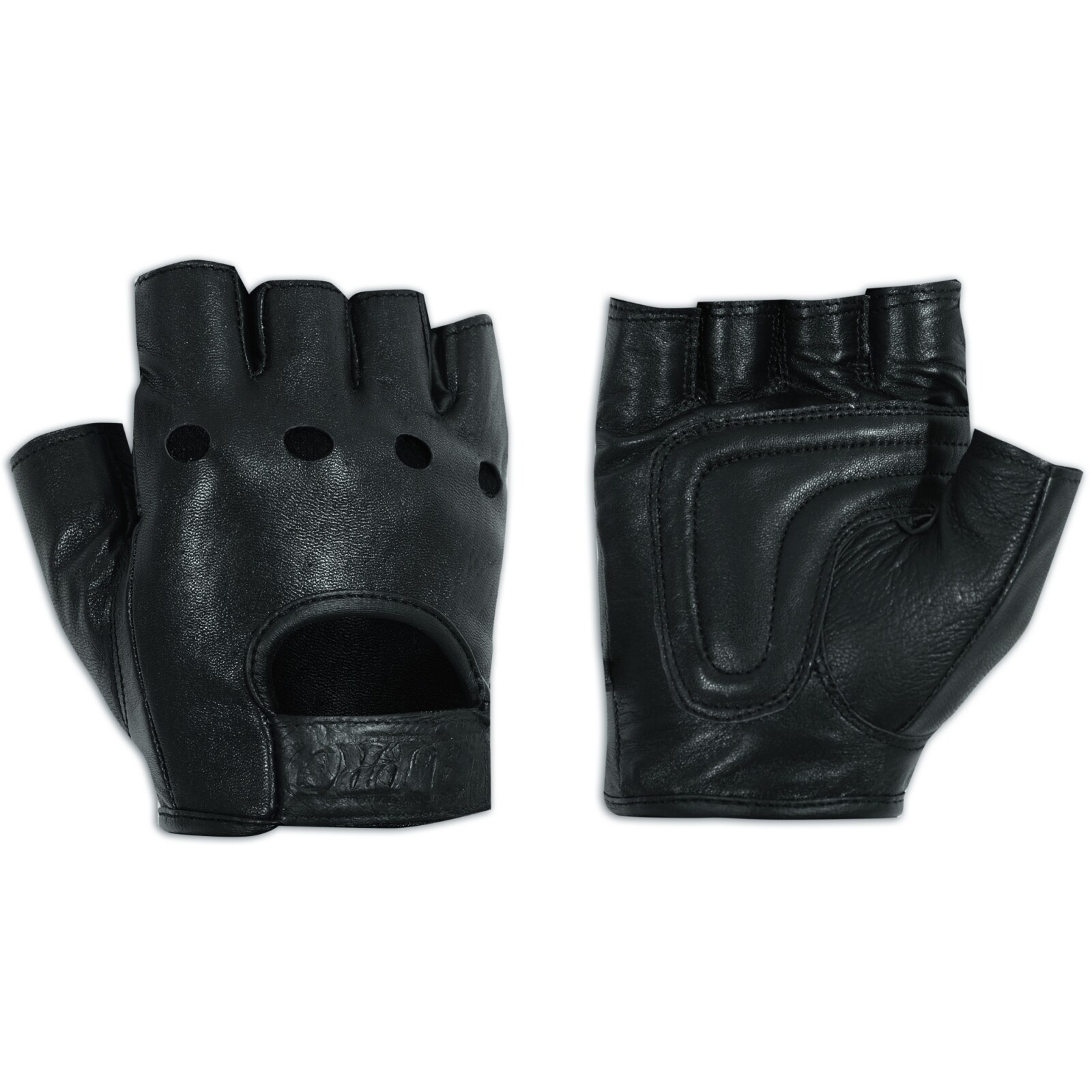 Fingerless Biker Gloves Soft leather Cowhide Motorbike Goth Punk Drive Black L