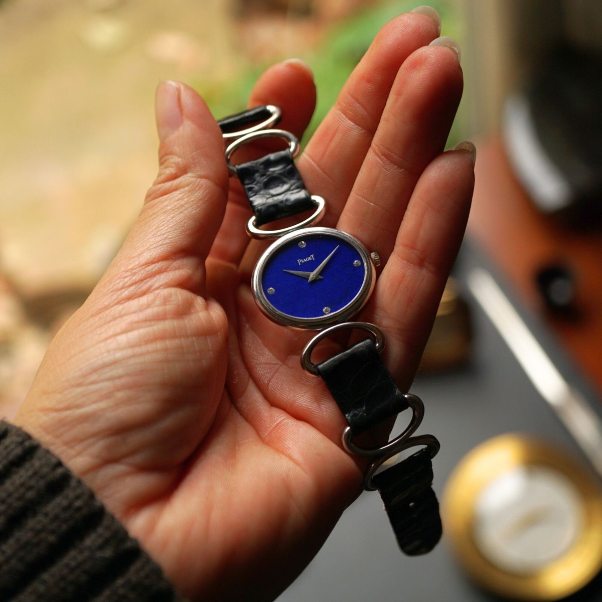 Piaget 18k White Gold Lapis & Diamond Dial #9212 Rare Model