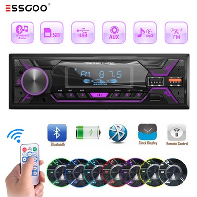 Single 1DIN MP3 Player Autoradio mit Bluetooth BT Freisprech 7 Farben USB Aux