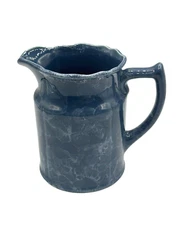 Vintage Mount Clemons Pottery Pitcher Athens Collection  Blue Marbled...RARE!