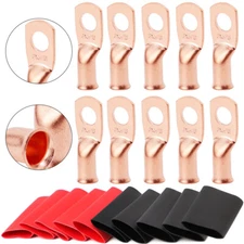10pcs 6 AWG-5/16" Battery Lugs Copper Wire Lugs Ring Terminal Battery Cable Ends