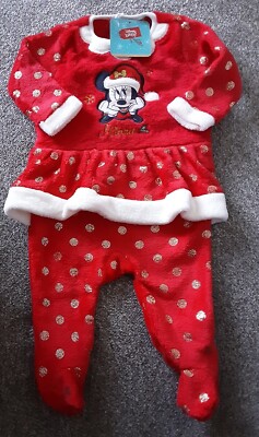 Weihnachten Disney Minnie Neu mit Etikett Maus 6 Monate rot Rock All-in-One Strampler Studio