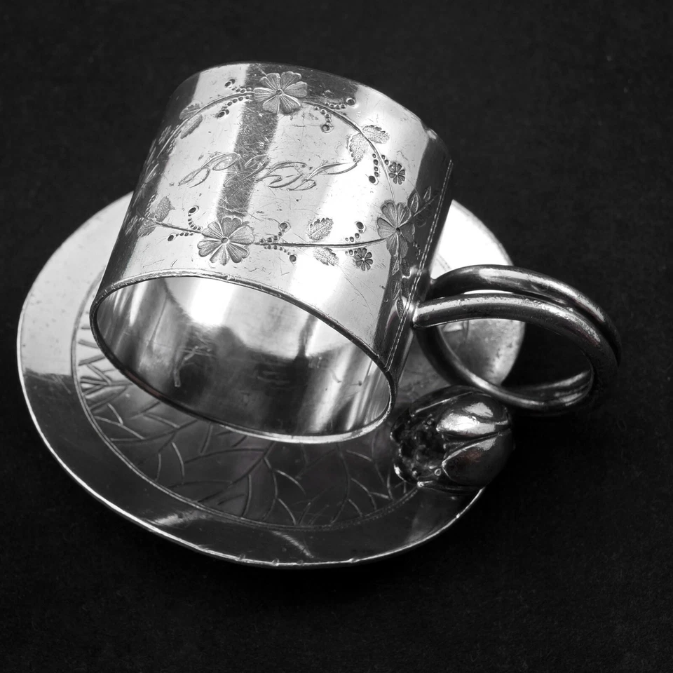 Anillo servilleta movimiento estético victoriano nenúfar por Meriden finales del siglo XIX Foto 4 de 4