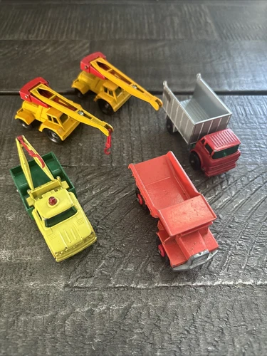 Vintage Matchbox Lensey Lot of 5 Trucks Jumbo Crane Dump Truck 1960s-1970 EG