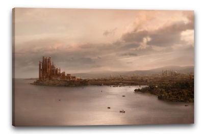 Lein-Wand-Bild: Game of Thrones King's Landing Panorama am Meer
