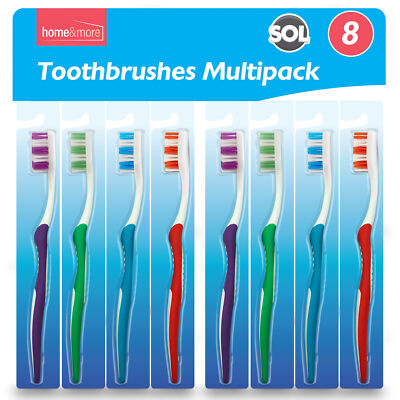 8 Zahnbürsten für Erwachsene weich mittlere Borsten Handpackung Zahnpflege Mundhygiene