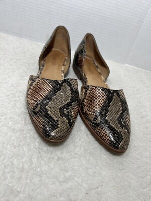 Madewell The Marisa d'Orsay Flat in Snake Embossed Leather Strap Women s Sz 9