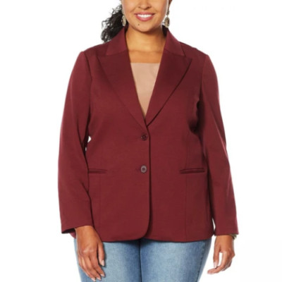 DG2 by Diane Gilman Women's Ponte Knit Boyfriend Blazer Jacket [2X]