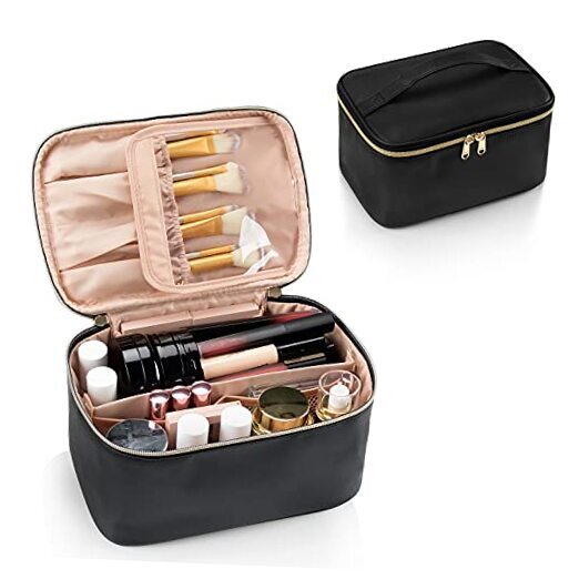 Makeup Bag, Portable Cosmetic Bag, Large Capacity Travel Makeup Case 001_Black-image