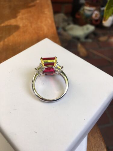 6.00 Ct Ct Natural Ruby & Emerald Diamond weeding Ring 14K White Gold Size 8 7 - Picture 3 of 5
