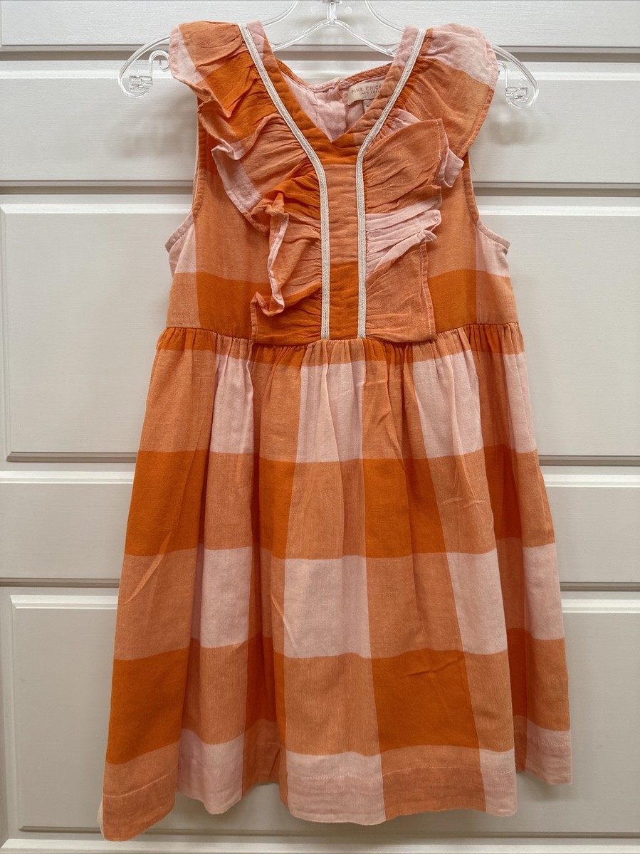 pink and orange checkered dress Queen Of Sparkles Pink & Orange Plaid Jewel Pocket Cotton Tank Dress