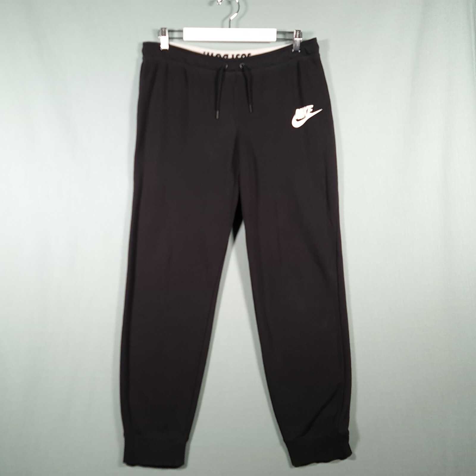 NIKE Joggers Mens Extra Large Black White Regular Sweat Pants Bottoms Knit-image