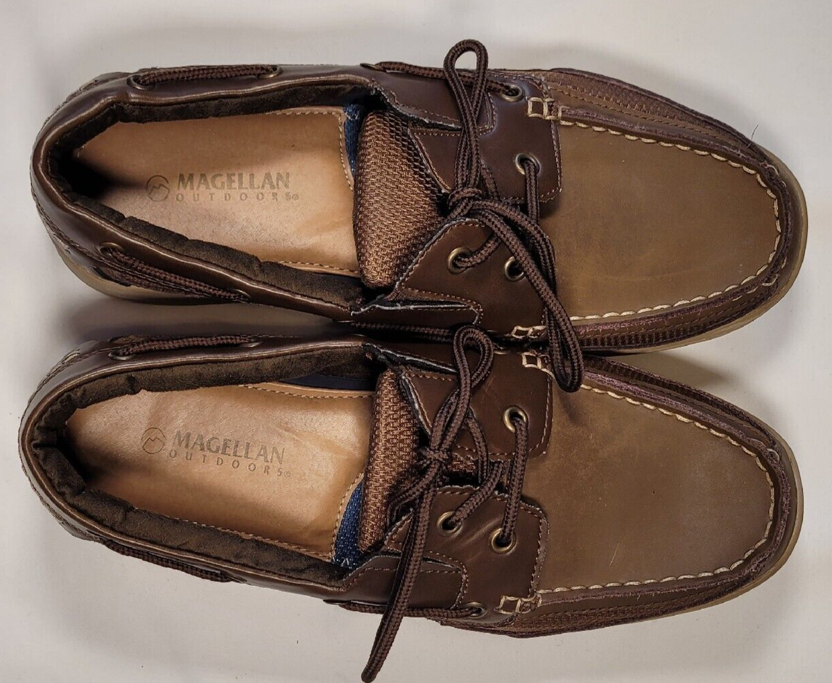 Magellan Outdoors Men\'s 9 Faux Leather Casual Boat Shoes Brown Loafers Preppy Magellan Outdoors Leather Boat Shoes Men main image 3