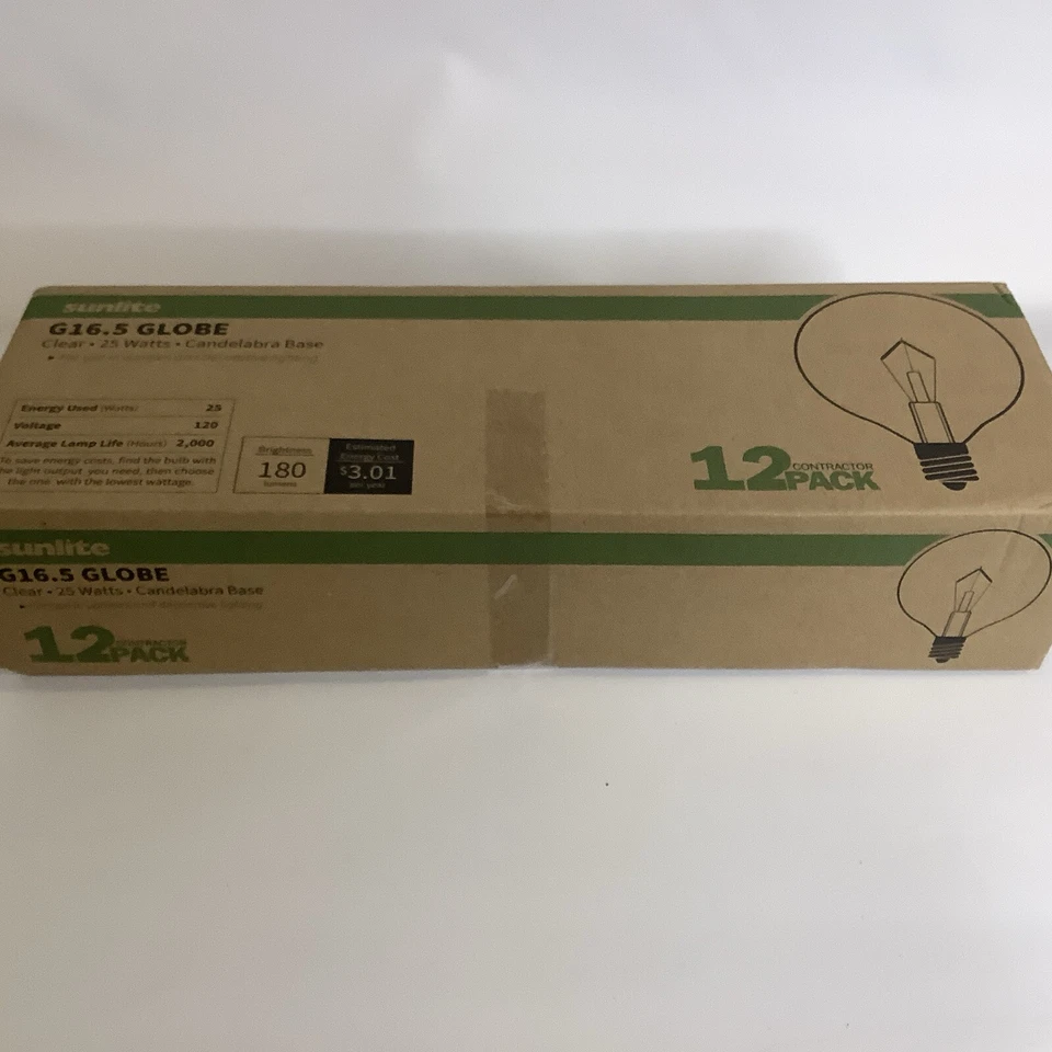 12 Pack Clear G16.5 Globe Light Bulb 25W Candelabra Base - Image 4 of 4