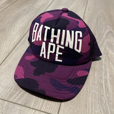 BAPE パープル　カモフラ　メッシュキャップ　エイプ　ベイプスタ　スケーター BAPE Bathing Ape Purple CAMO NYC LOGO MESH Hat | eBay