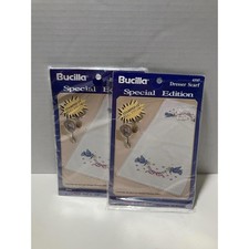 Lot Of 2 VTG Bucilla Special Edition Dresser Scarfs 1992 Crosstitch Stamped