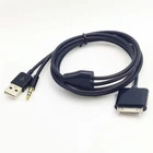 30pin Dock To 3.5mm Car AUX Audio USB Charger Cable for IPod IPhone IPad