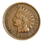 1906 Indian Head Cent Good-Fine (G-F) Average Circulated Condition Bronze Penny — photo 1