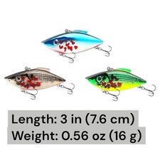 3-Piece Large Rattle Trap Style Lipless Crankbait Fishing Lures