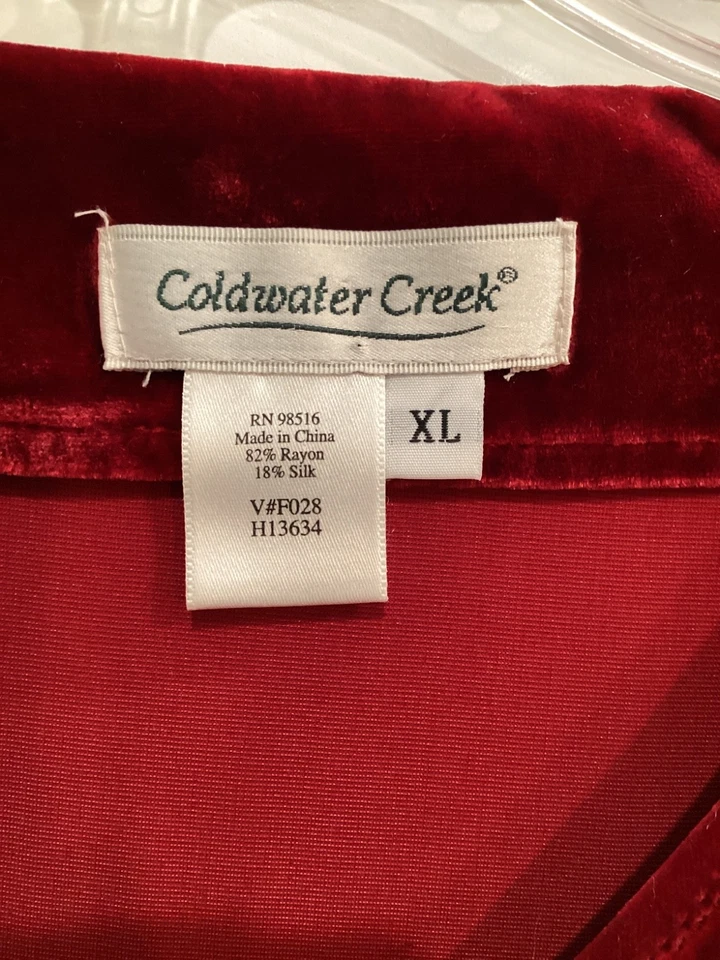 Blusa Coldwater Creek Para Mujer Talla L Terciopelo Seda Top Abotonada Vacaciones Foto 2 de 4