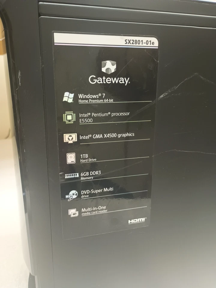 Gateway SX2801-01E Intel Dual-Core 6GB RAM 1 Tb PC Desktop Genuine Windows 7  - Image 4 of 4