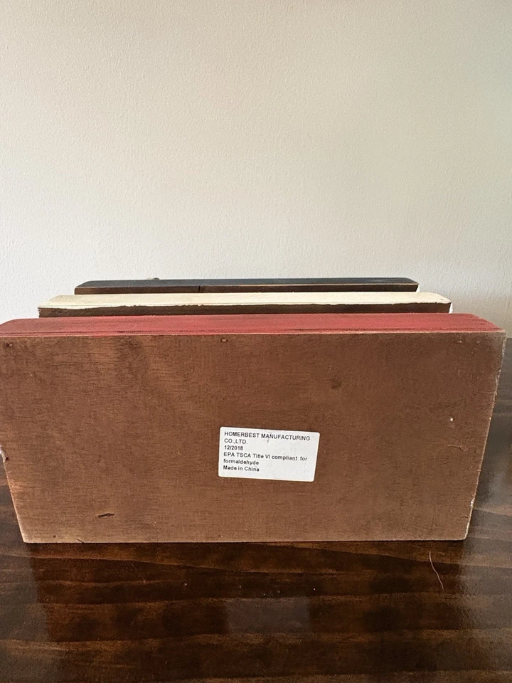 Contenedor de madera patriótico rojo blanco y azul con asa aspecto rústico Foto 4 de 4