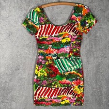 Jams World Vintage 90s Rayon Abstract Floral Mini Dress Romper Size 7 USA Made