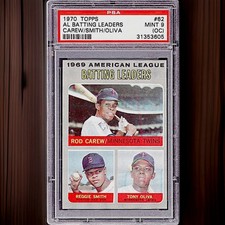1970 Topps - R. Carew/R. Smith/T. Oliva A.L. Batting Leaders PSA 9 (OC)