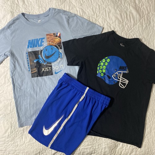 3 Piece Youth Nike Shorts & Graphic T-Shirts Set Outfits Large Football Back Hit