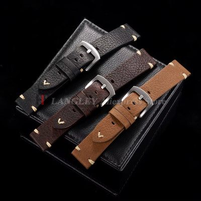 Man Handmade Genuine Cowhide Leather Watch Bracelet Strap Water-Res Vintage Band