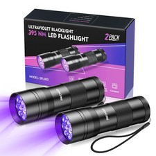 Black Light UV Flashlight 2 Pack, 12 LED 395nm Flashlight, Small,