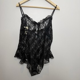 VTG Bestform Womens Black Lace Bodysuit Size Large Cami Teddy Lingerie NWT
