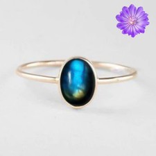 Natural Labradorite Gemstone 925 Sterling Silver Handmade Jewelry Ring Gift For