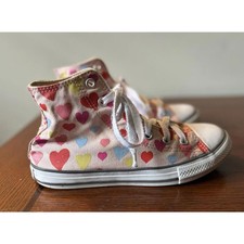 Converse All Star Chuck Taylor High Top Pink Hearts Youth Size 3 671608F Shoes