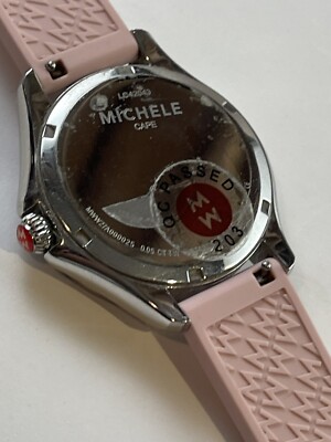 Michele Pink Silicone Strap Watch with Silver-Tone Case MICHELE Releve Silicone Strap Watch, 36mm | Nordstromrack main image 2
