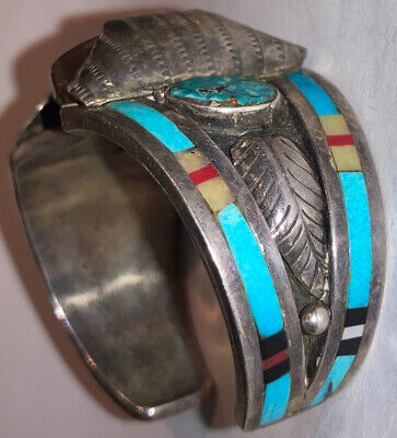 Important Running Water Vintage Native American Navajo Turquoise Sterling Silver Bracelet Important Running Water Vintage Native American Navajo Turquoise Sterling Silver Bracelet