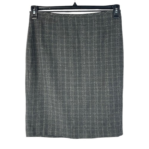 Calvin Klein SZ 16 Pencil Skirt Lined Checked Rear Zipper Slit Gray Career New