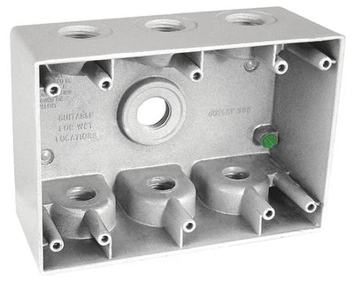 GARVIN - EQUALS CROUSE HINDS APPLETON HUBBELL BELL 2-5/8" Deep Three (3) Gang Weatherproof Electrical Box with (7) 1/2" Holes
