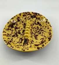 Ashtray Yellow Brown 1976 Ceramic 8”x 7.5”