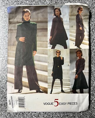 Vogue 5 Easy Pieces Pattern 1471 8-10-12 UNCUT jacket vest top skirt pants scarf