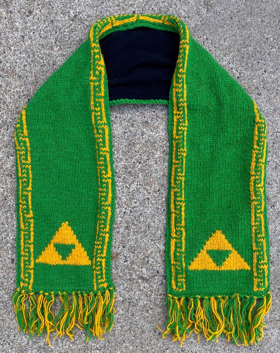 Legend of Zelda Scarf & Gauntlets: gloves tri-force link green NES