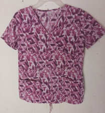 Just Be Multi-color v Neck Patterned Scrub Top Medical Uniform Small