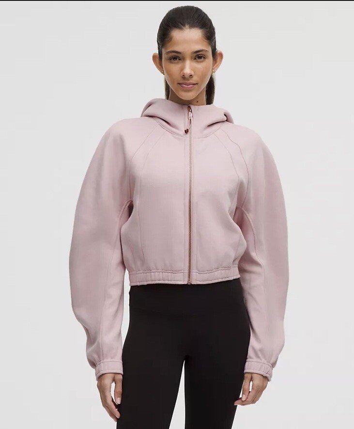 Lululemon Scuba Full-Zip Cropped Hoodie-Pink Haze/Rose Gold