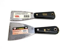 LOT OF 2 IIT FLEXIBLE SCRAPER KNIFES STAINLESS STEEL 2", CUTLERY STEEL 3" #48020