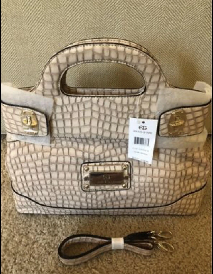NUEVO CON ETIQUETAS Anais Gvani Mujeres Bolso de Mano Croco Cuero Suave Cartera Bolso Cartera Crema Foto 3 de 4